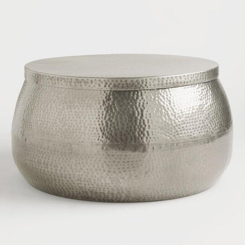 Silver Hammered Drum Coffee Table Rental