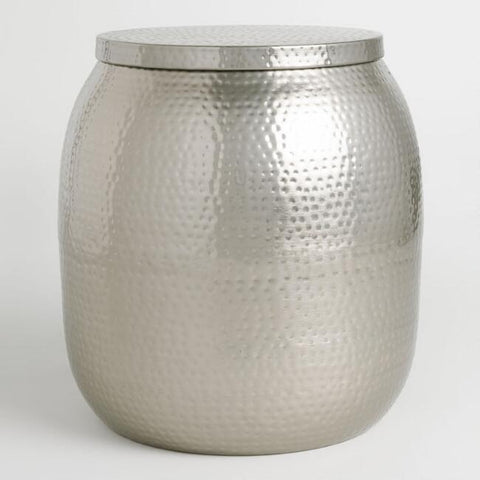 Silver Hammered Drum Side Table Rental