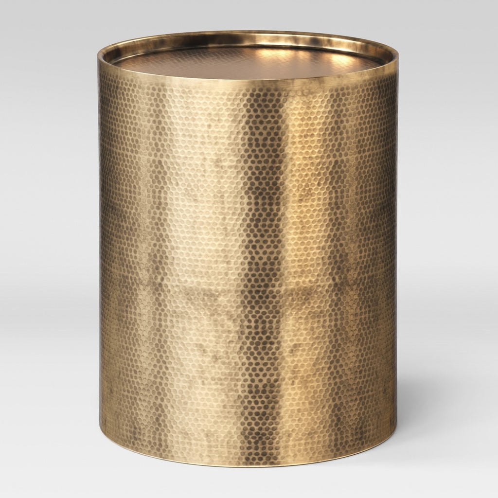 Brass Hammered Drum Side Table Rental