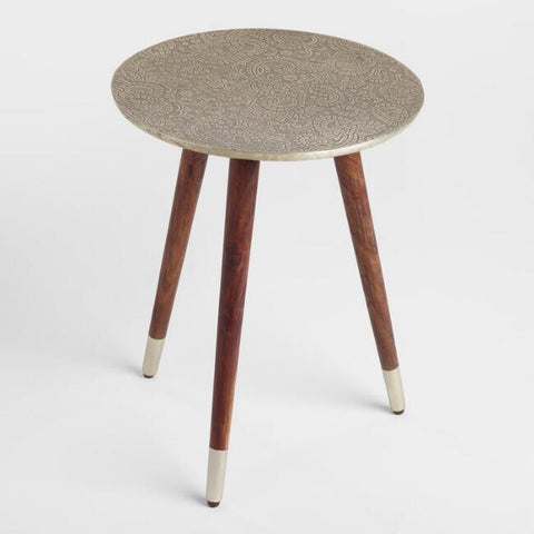 Embossed Silver Side Table Rental