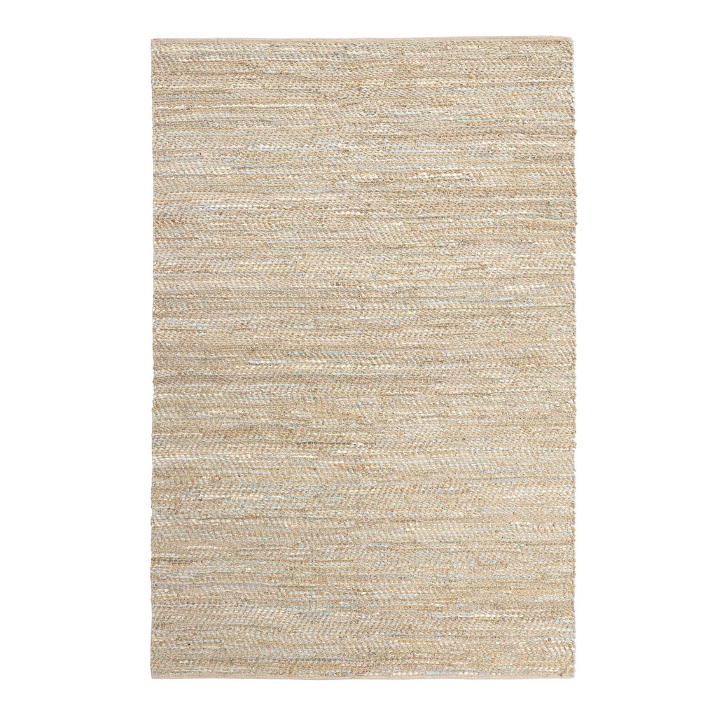 Gold and Ivory Leather Jute Rug