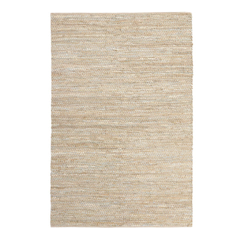 Gold and Ivory Leather Jute Rug