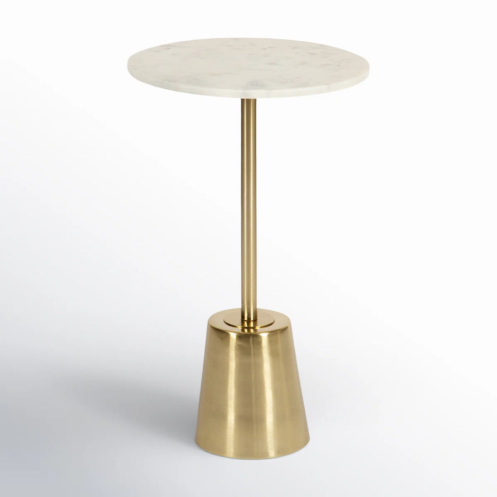 Gold Marble Pedestal End Table