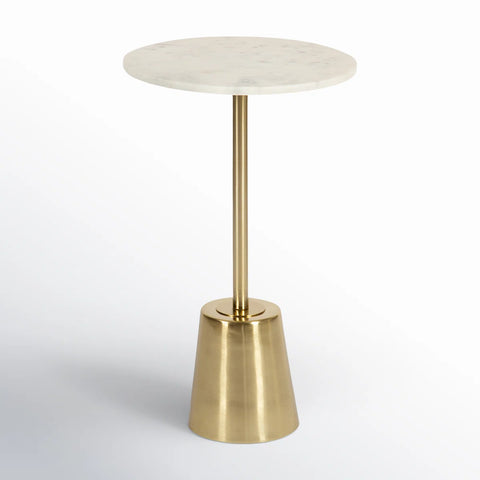 Gold Marble Pedestal End Table