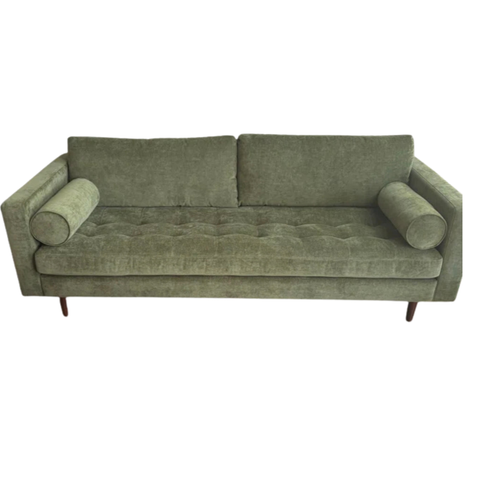 Distressed Green Velvet Sofa
