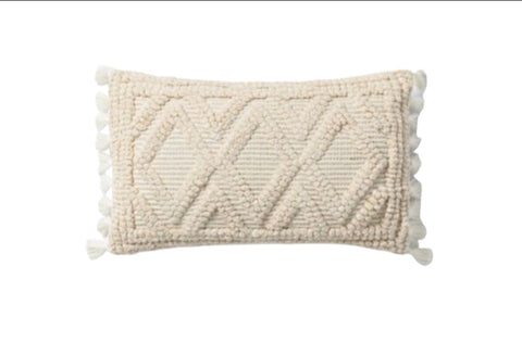 Ivory Braided Diamond Lumbar Pillow Rental