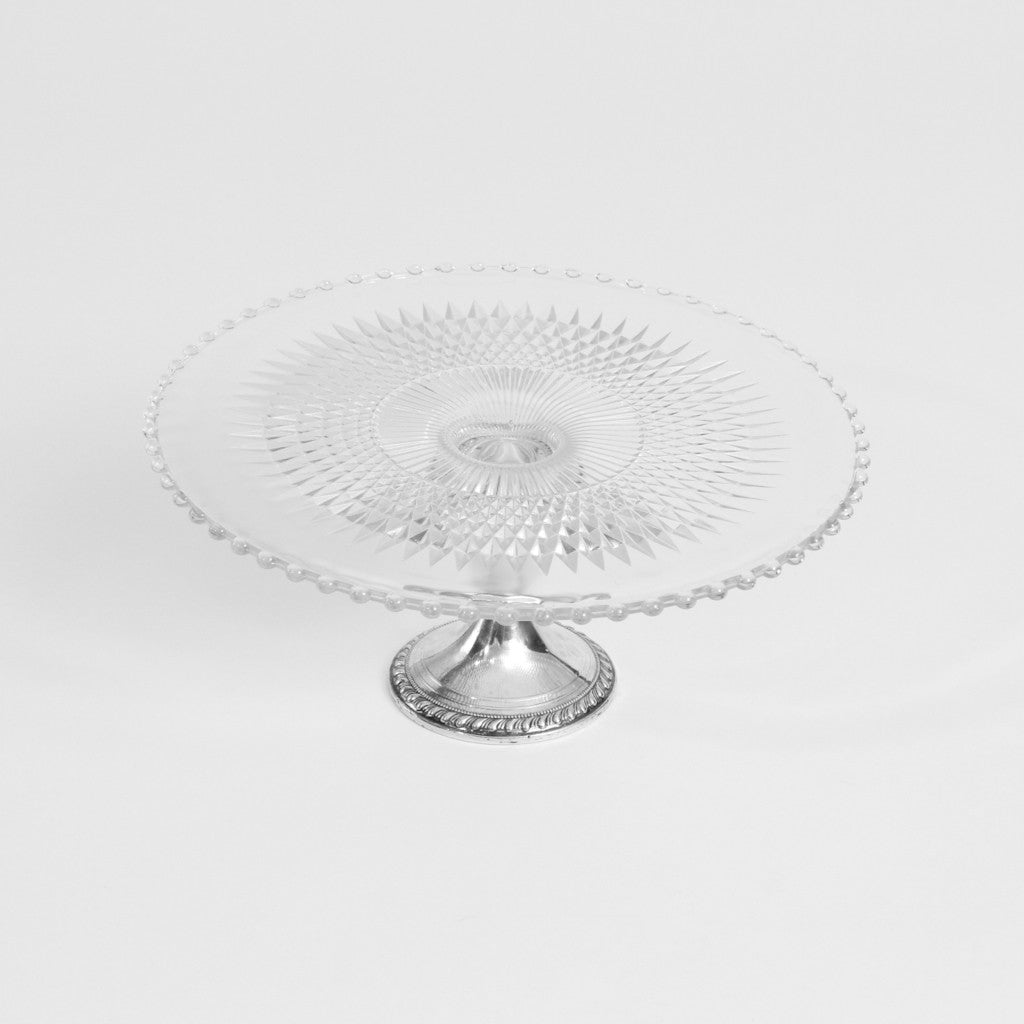 Cake Stand - Glass with Silver Base Rental