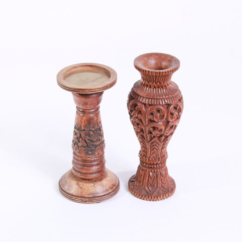 Carved wood candle holders Rental