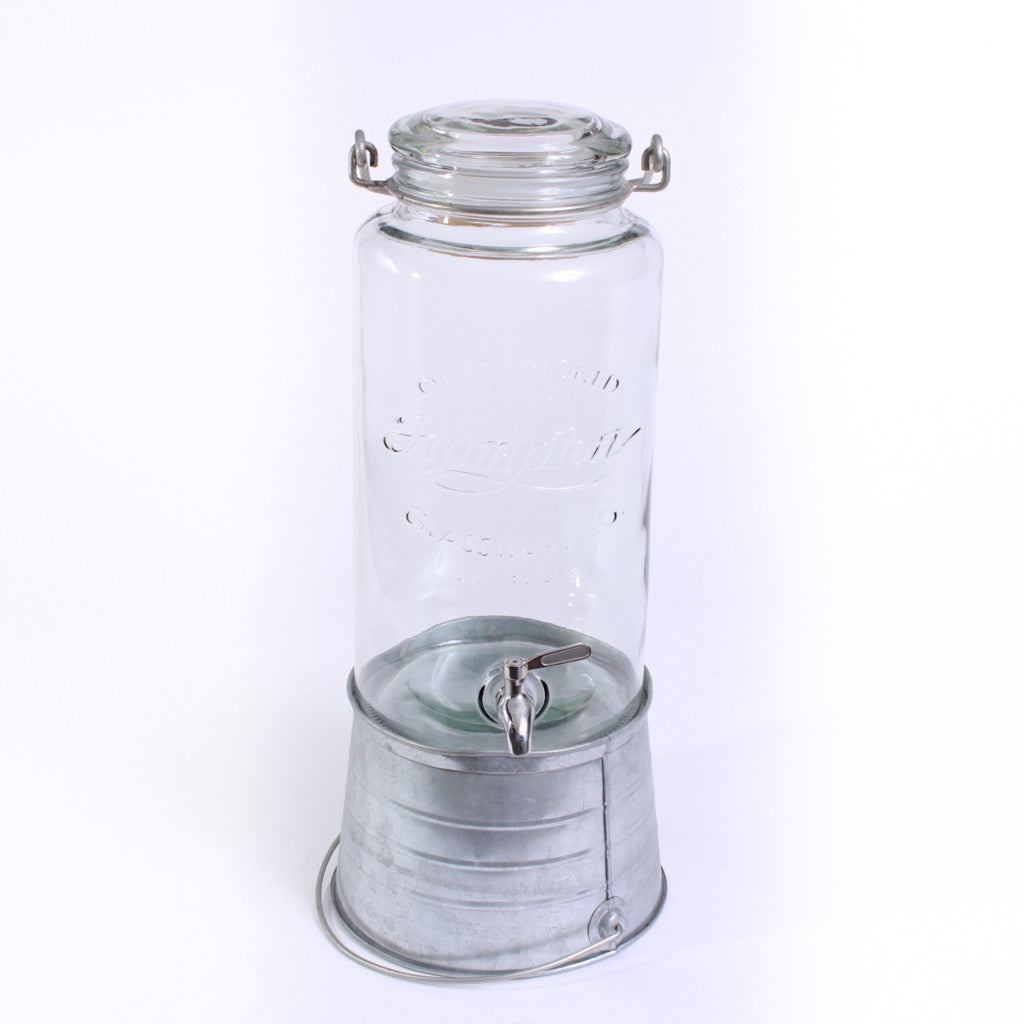 2.5 Gallon Glass Beverage Dispenser with Stainless Steel Spigot on