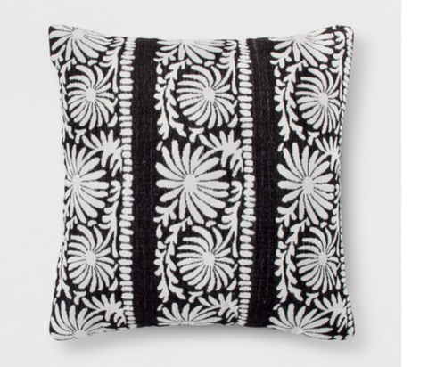 Black Floral Embroidery Pillow Rental