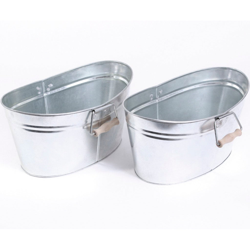 Small Oval Galvanized Tubs with Wooden Handles Rental